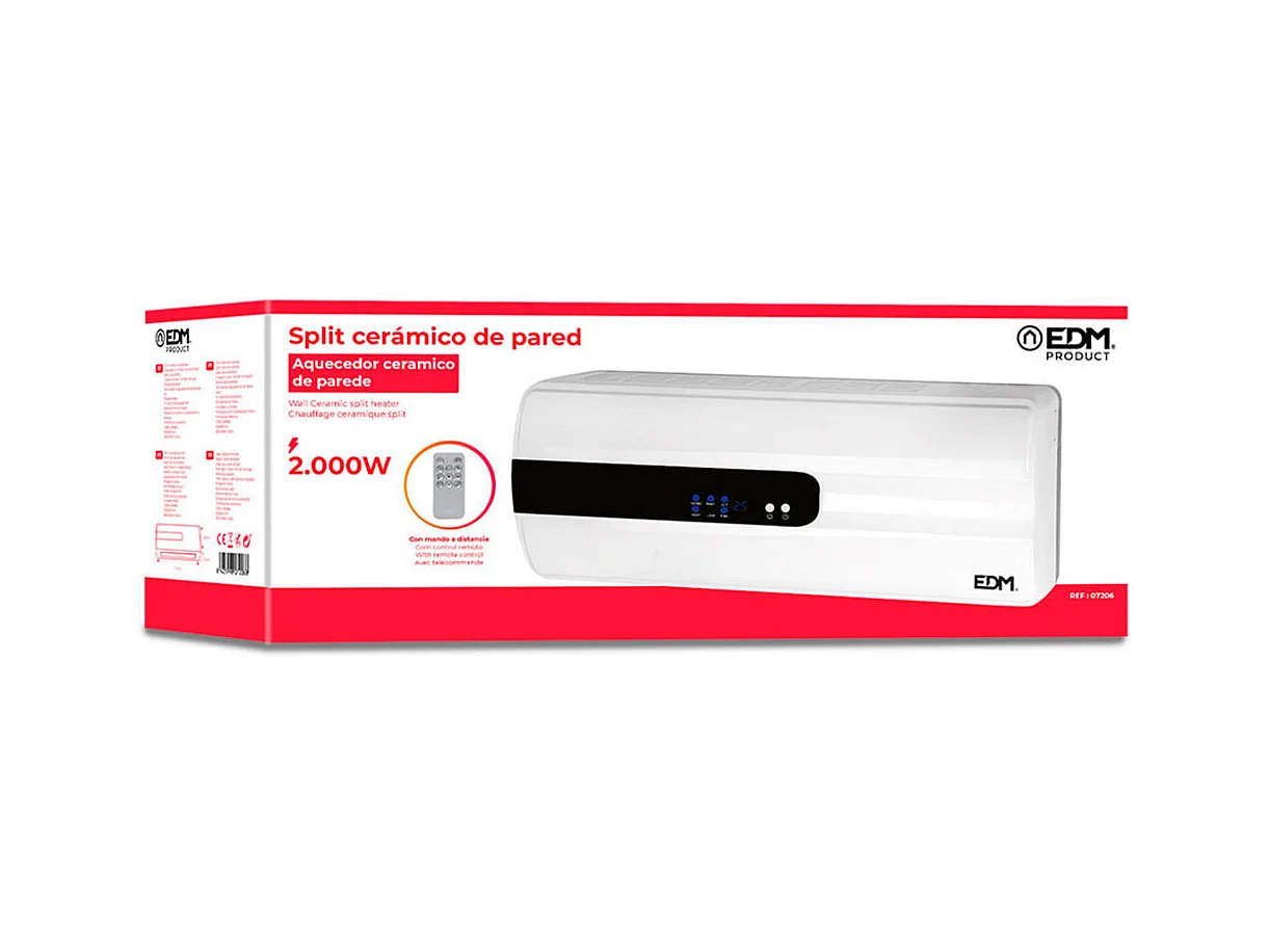Calefactor split cerámico EDM 2000W mando a distancia blanco