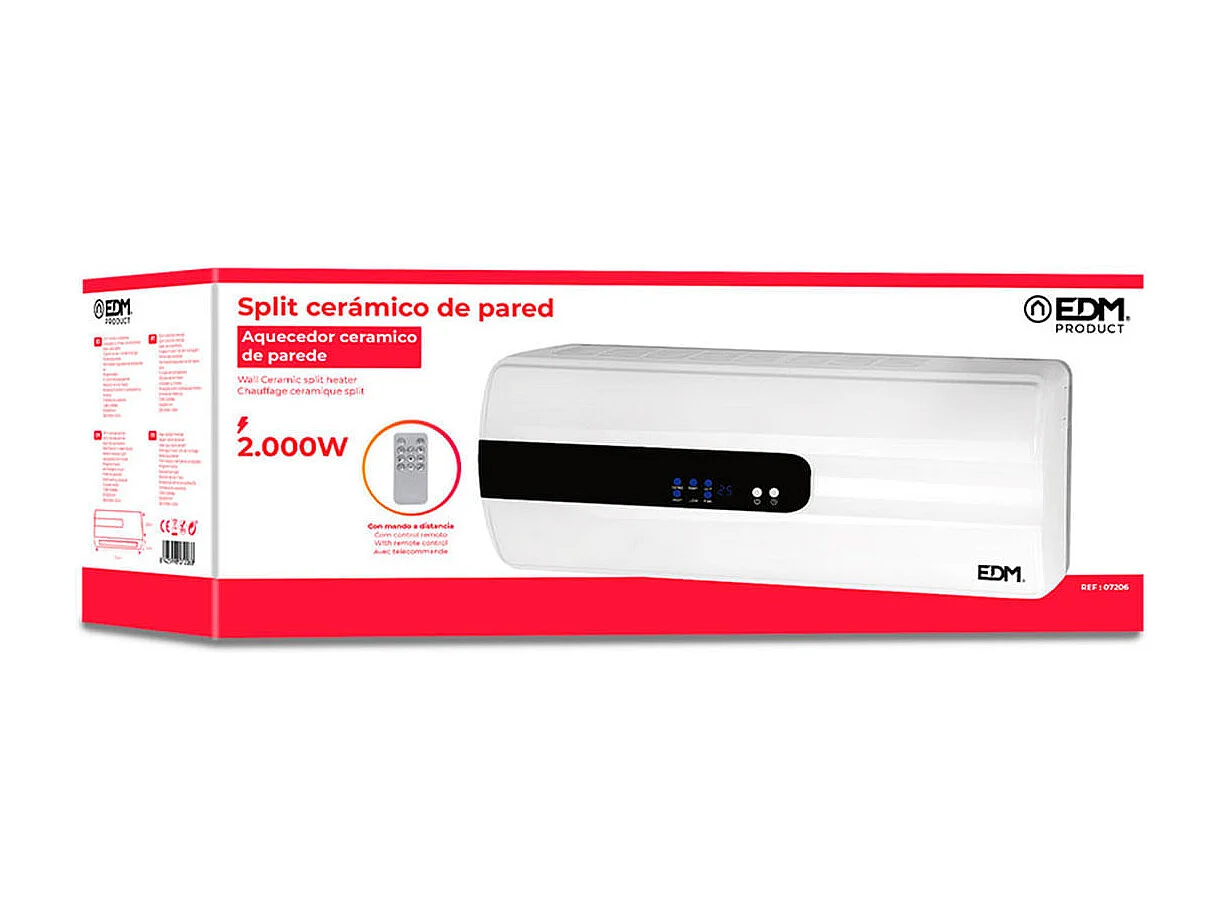 Calefactor split cerámico EDM 2000W mando a distancia blanco
