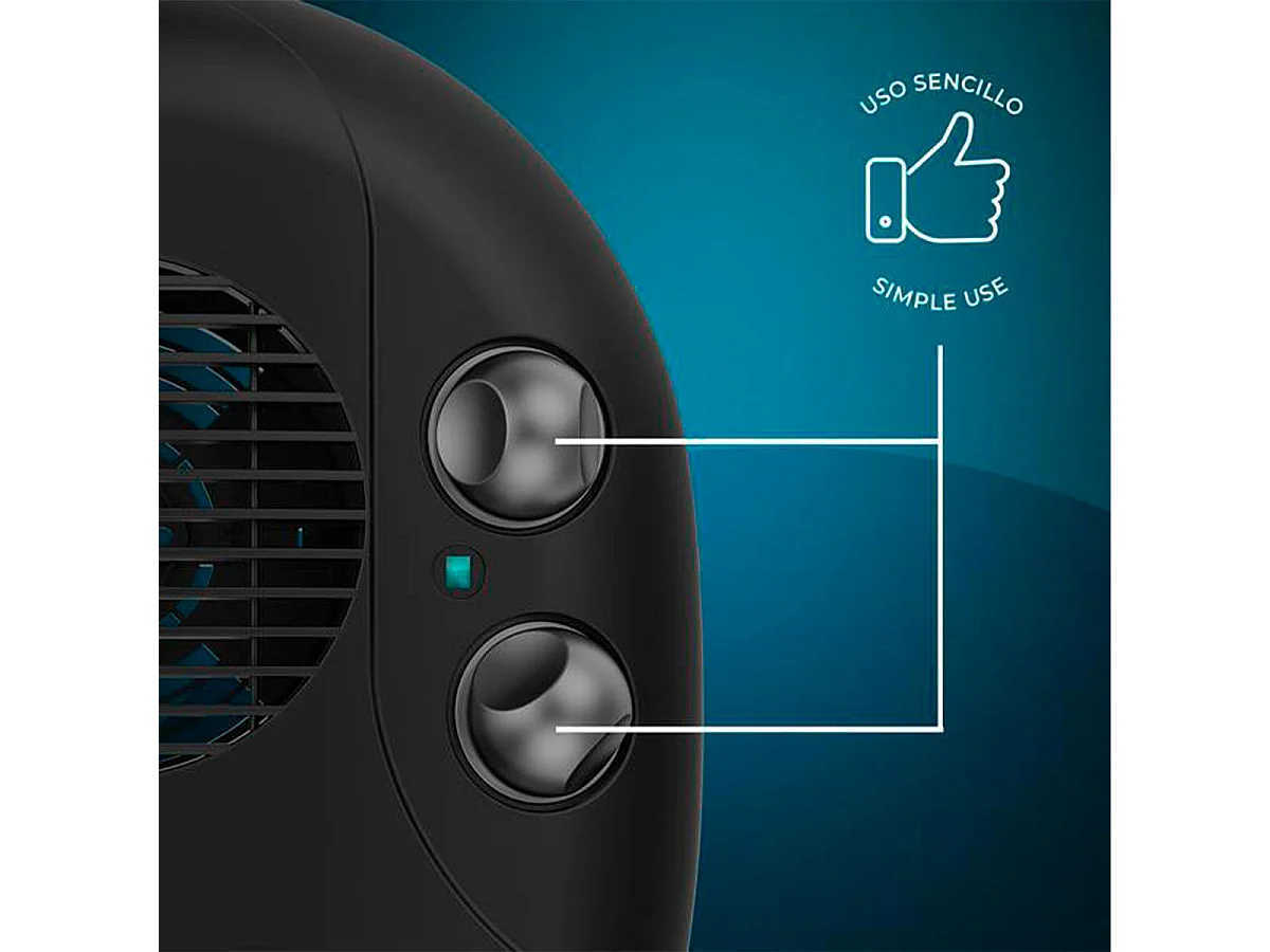 Calefactor ventilador Cecotec ReadyWarm 2000 Max Horizon Black 2000W diseño horizontal negro