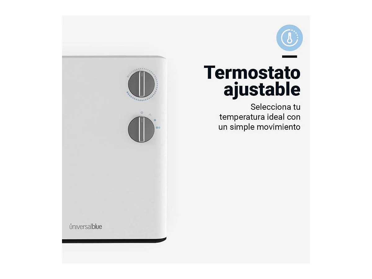 Calefactor ventilador Wakama 4020W Universal Blue 2000W diseño horizontal blanco