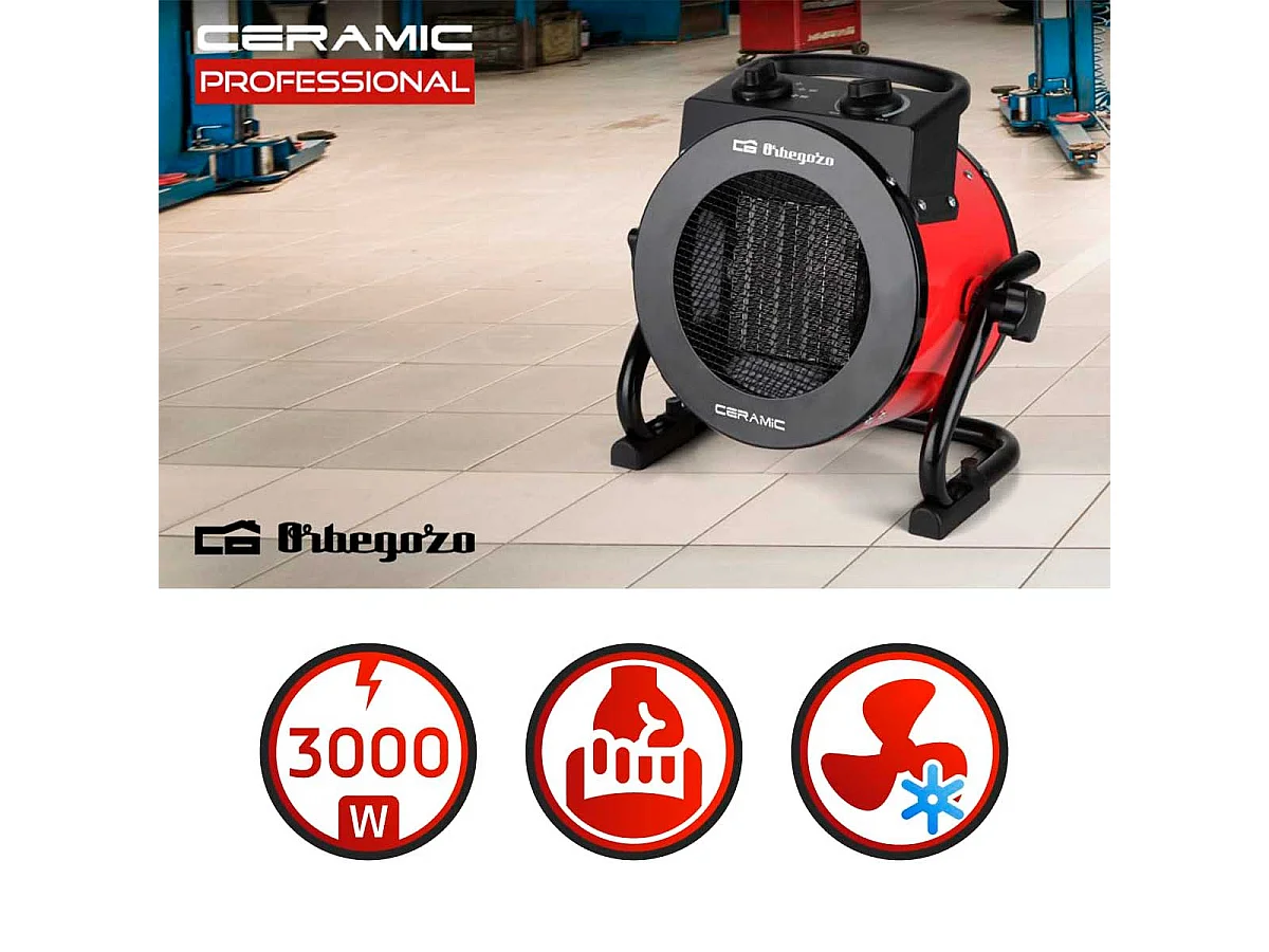 Calefactor cerámico Orbegozo FHR 3050 3000W + función ventilador rojo