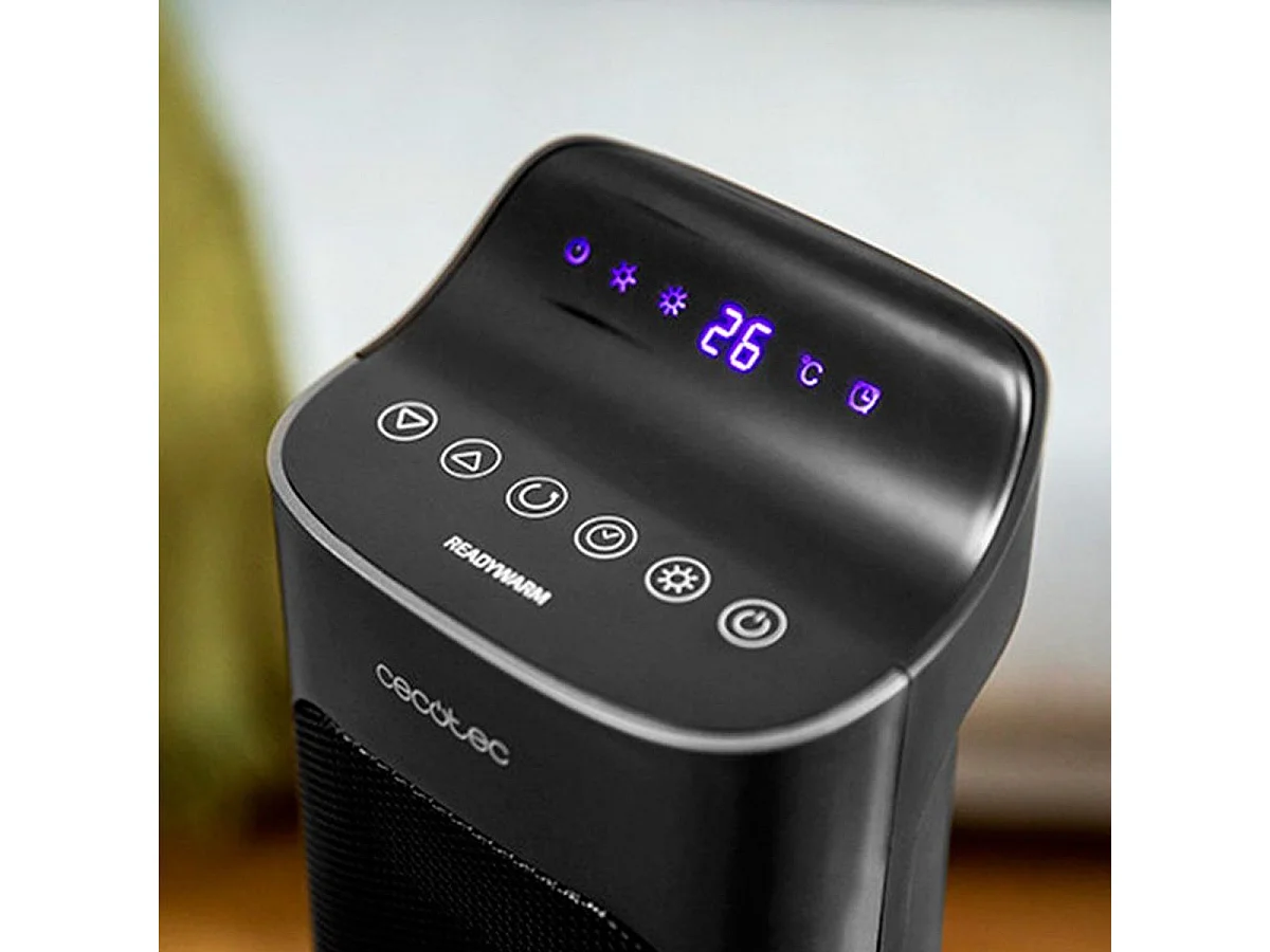 Calefactor cerámico Ready Warm 6800 Ceramic Sky Smart Cecotec 2000W oscilante con mando negro
