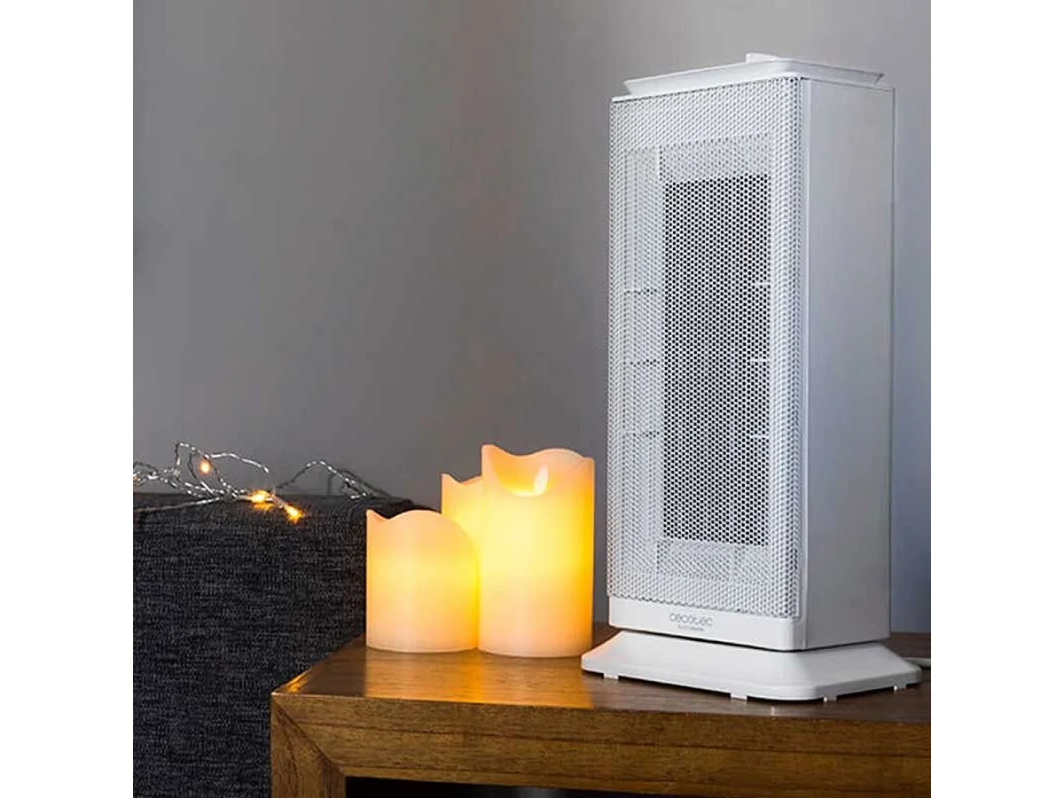 Calefactor cerámico vertical Ready Warm 6200 Ceramic Sky Cecotec oscilante 2000W 30dB blanco
