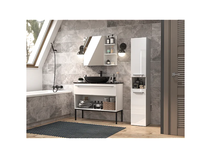 Etagère de salle de bains Nel III BLANC BRILLANT