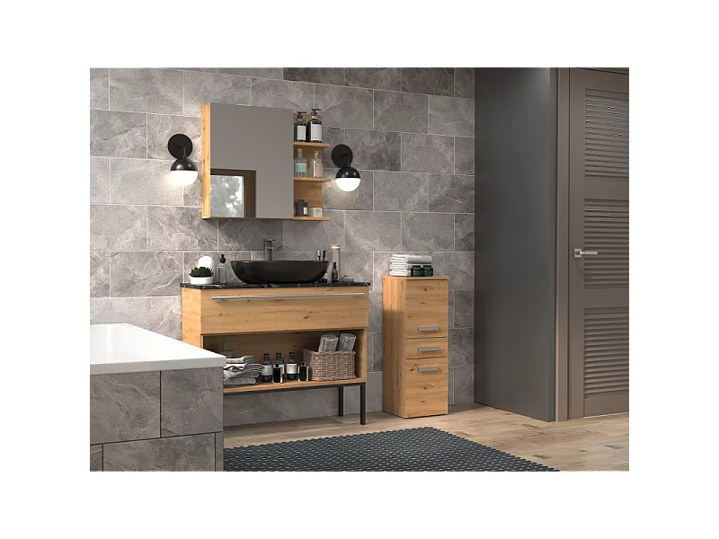 Słupek Łazienkowy Nel V DDS | Dąb Artisan | 30x30x85 cm |  Szafka z Szufladą