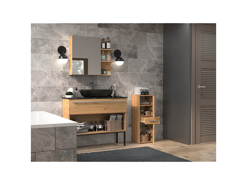 Słupek Łazienkowy Nel V DDS | Dąb Artisan | 30x30x85 cm |  Szafka z Szufladą