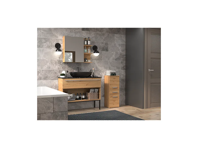 Słupek Łazienkowy Nel V DDS | Dąb Artisan | 30x30x85 cm |  Szafka z Szufladą