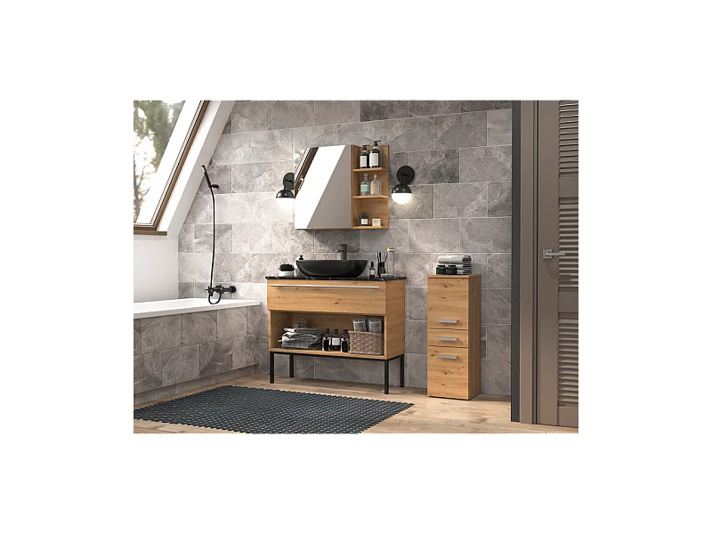 Słupek Łazienkowy Nel V DDS | Dąb Artisan | 30x30x85 cm |  Szafka z Szufladą