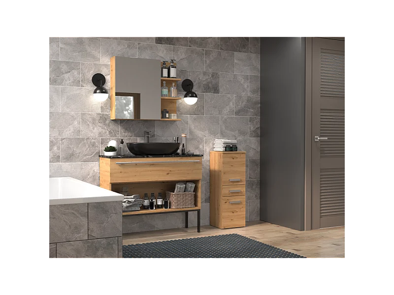Słupek Łazienkowy Nel V DDS | Dąb Artisan | 30x30x85 cm |  Szafka z Szufladą