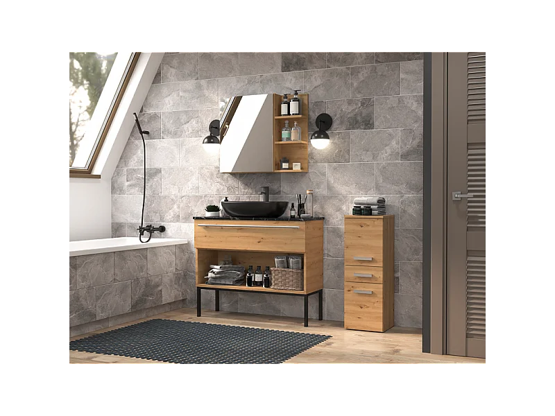 Słupek Łazienkowy Nel V DDS | Dąb Artisan | 30x30x85 cm |  Szafka z Szufladą