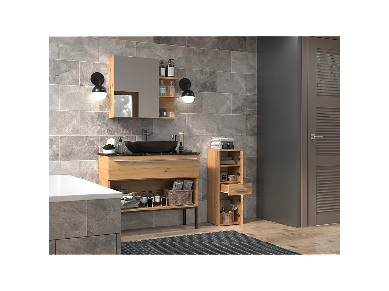 Słupek Łazienkowy Nel V DDS | Dąb Artisan | 30x30x85 cm |  Szafka z Szufladą