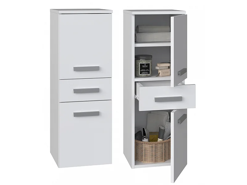 Słupek Łazienkowy Nel V DDS | Biały Mat | 30x30x85 cm |  Szafka z Szufladą