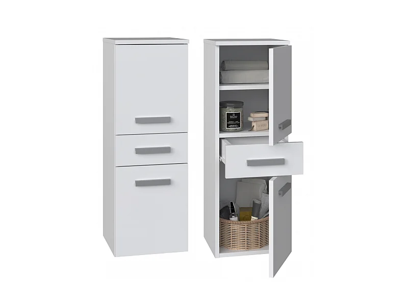 Słupek Łazienkowy Nel V DDS | Biały Mat | 30x30x85 cm |  Szafka z Szufladą