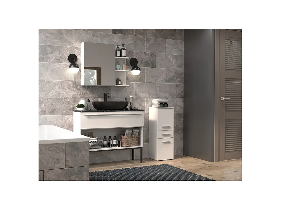 Słupek Łazienkowy Nel V DDS | Biały Mat | 30x30x85 cm |  Szafka z Szufladą