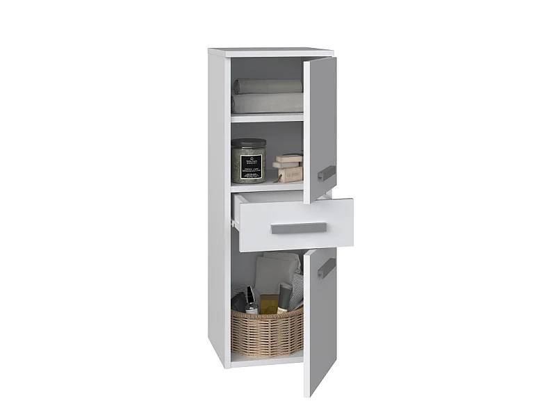 Słupek Łazienkowy Nel V DDS | Biały Mat | 30x30x85 cm |  Szafka z Szufladą