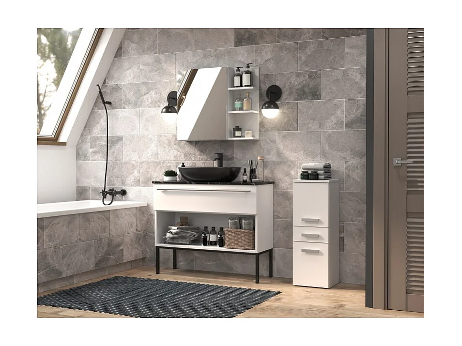 Słupek Łazienkowy Nel V DDS | Biały Mat | 30x30x85 cm |  Szafka z Szufladą