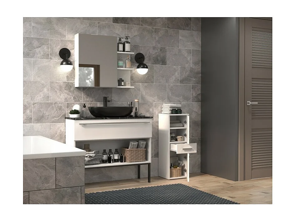 Słupek Łazienkowy Nel V DDS | Biały Mat | 30x30x85 cm |  Szafka z Szufladą