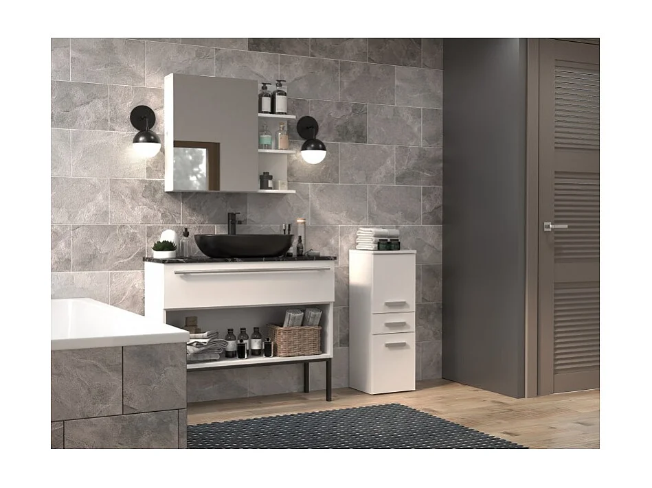 Słupek Łazienkowy Nel V DDS | Biały Mat | 30x30x85 cm |  Szafka z Szufladą