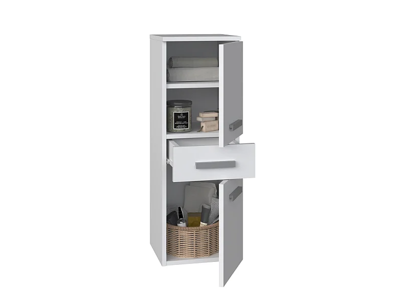 Słupek Łazienkowy Nel V DDS | Biały Mat | 30x30x85 cm |  Szafka z Szufladą