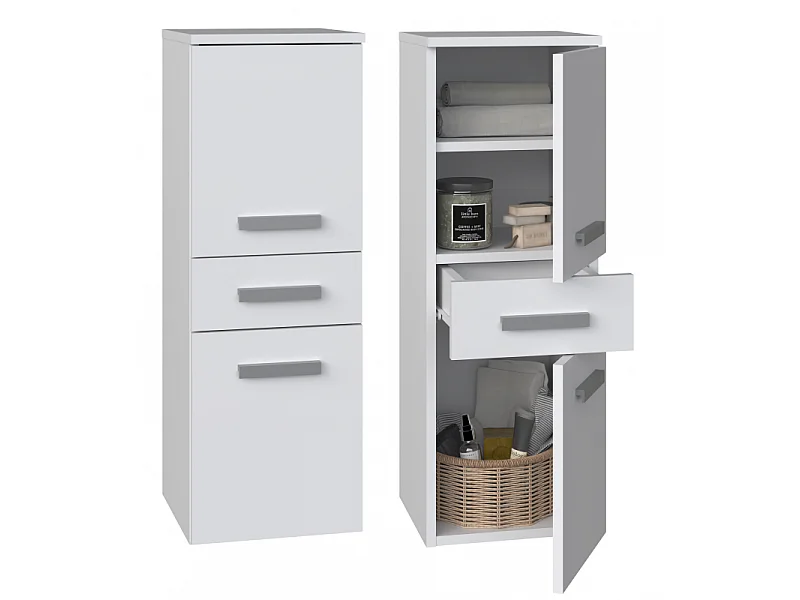 Słupek Łazienkowy Nel V DDS | Biały Mat | 30x30x85 cm |  Szafka z Szufladą