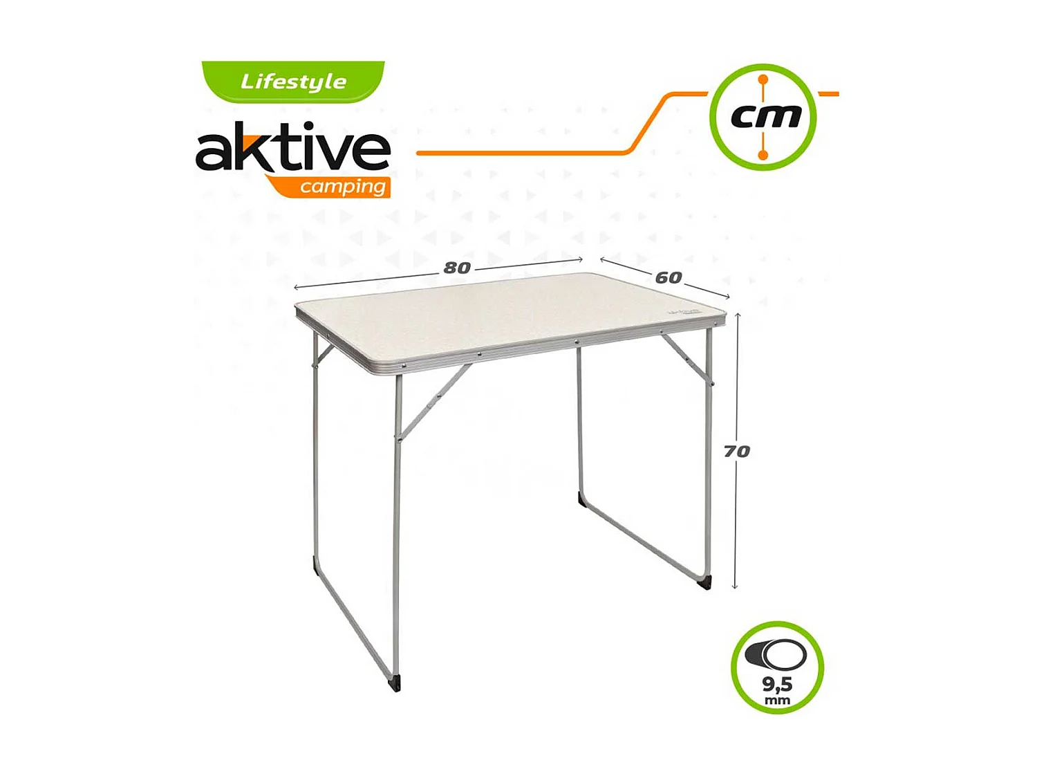 Mesa de camping Aktive plegable blanco 70x80x60 cm
