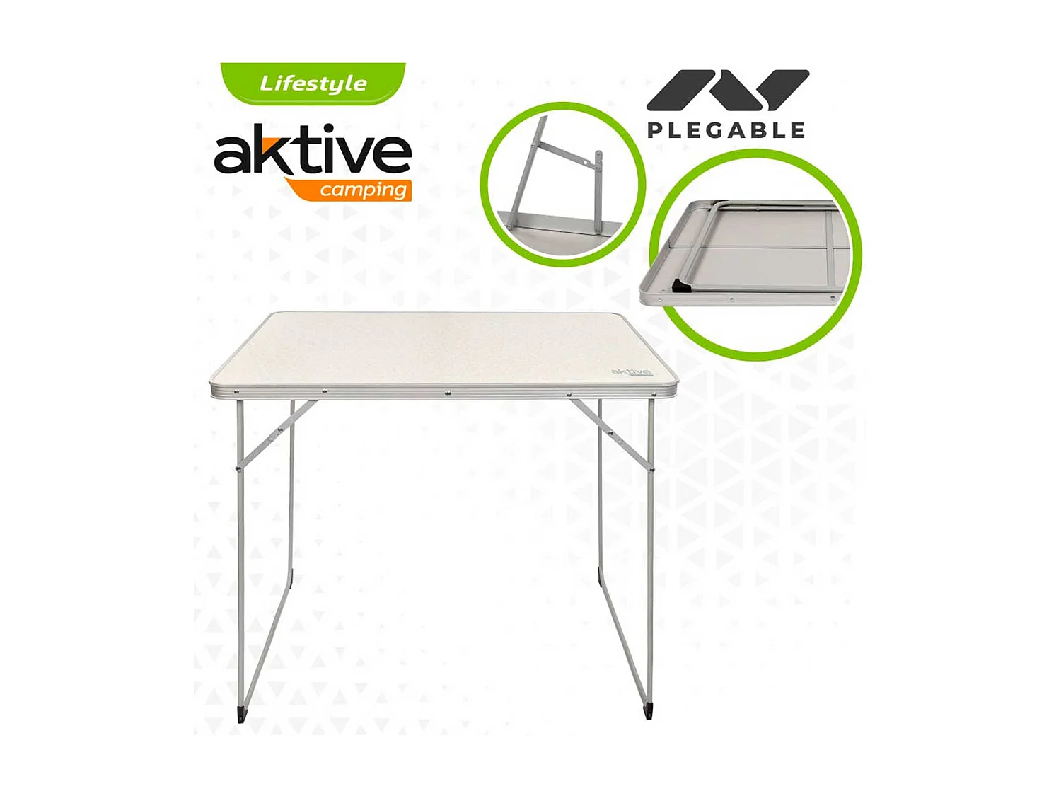 Mesa de camping Aktive plegable blanco 70x80x60 cm