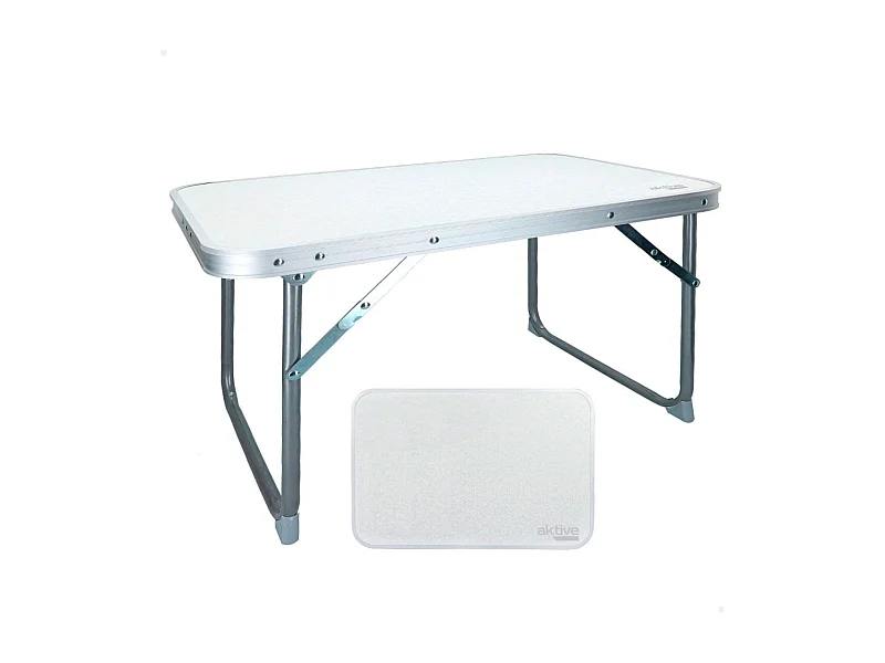 Mesa de camping Aktive plegable blanco 40x60x40 cm