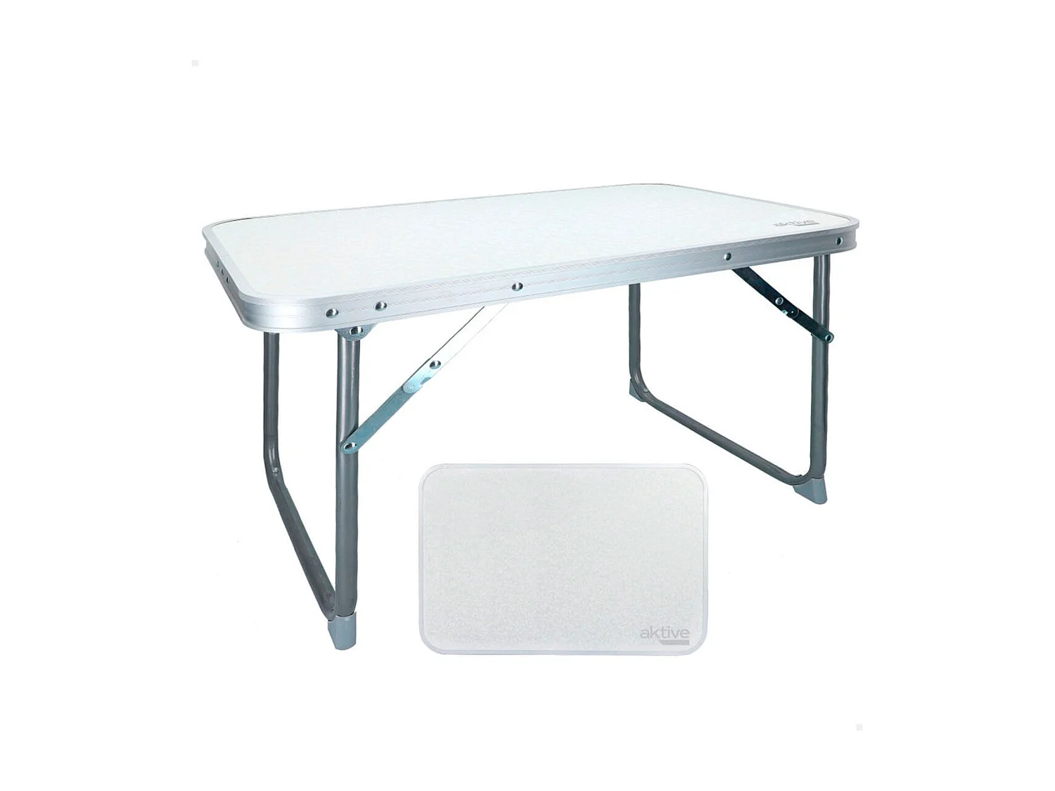 Mesa de camping Aktive plegable blanco 40x60x40 cm