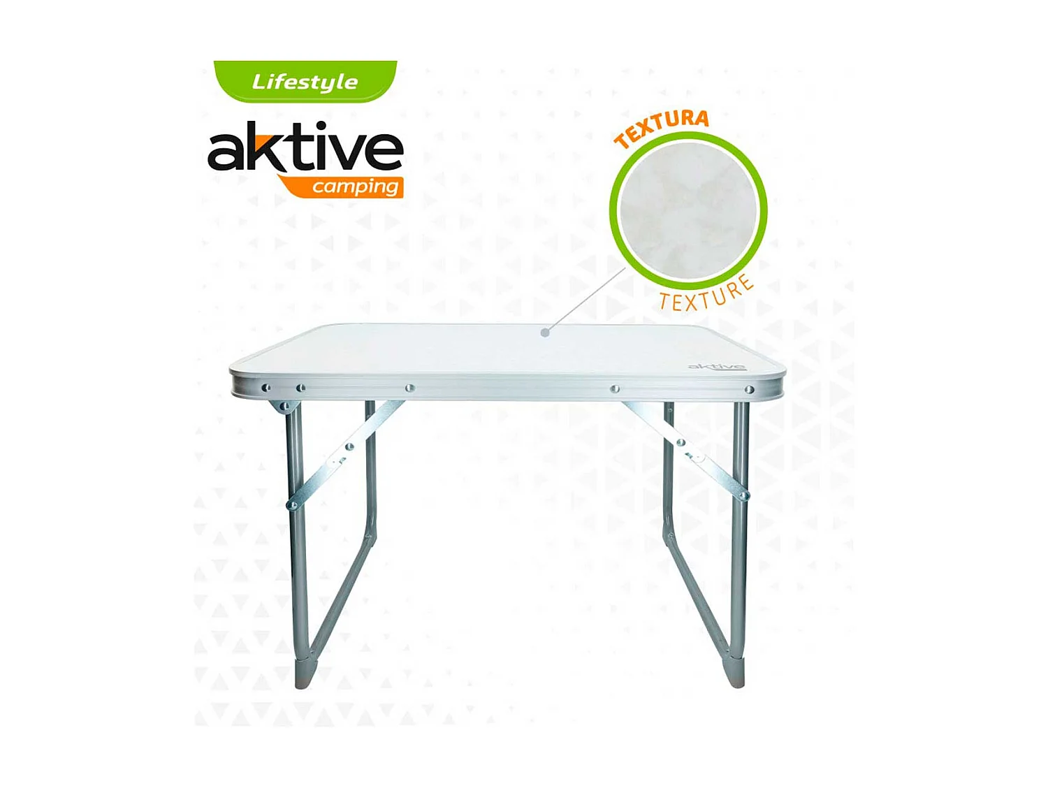 Mesa de camping Aktive plegable blanco 40x60x40 cm