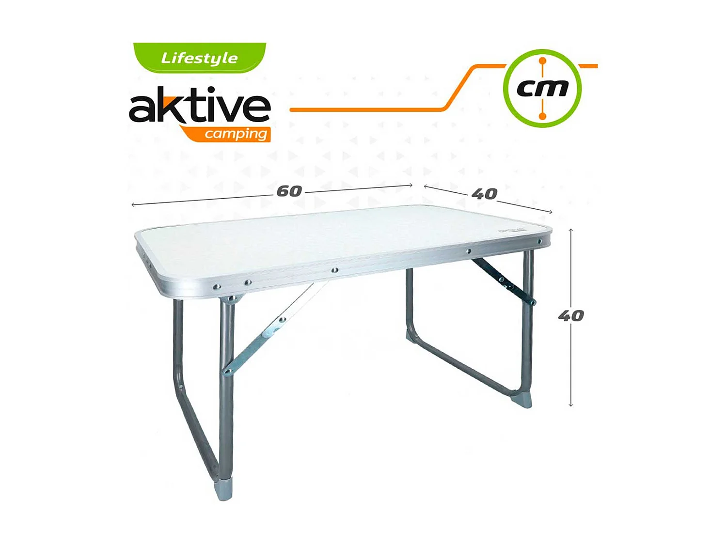 Mesa de camping Aktive plegable blanco 40x60x40 cm