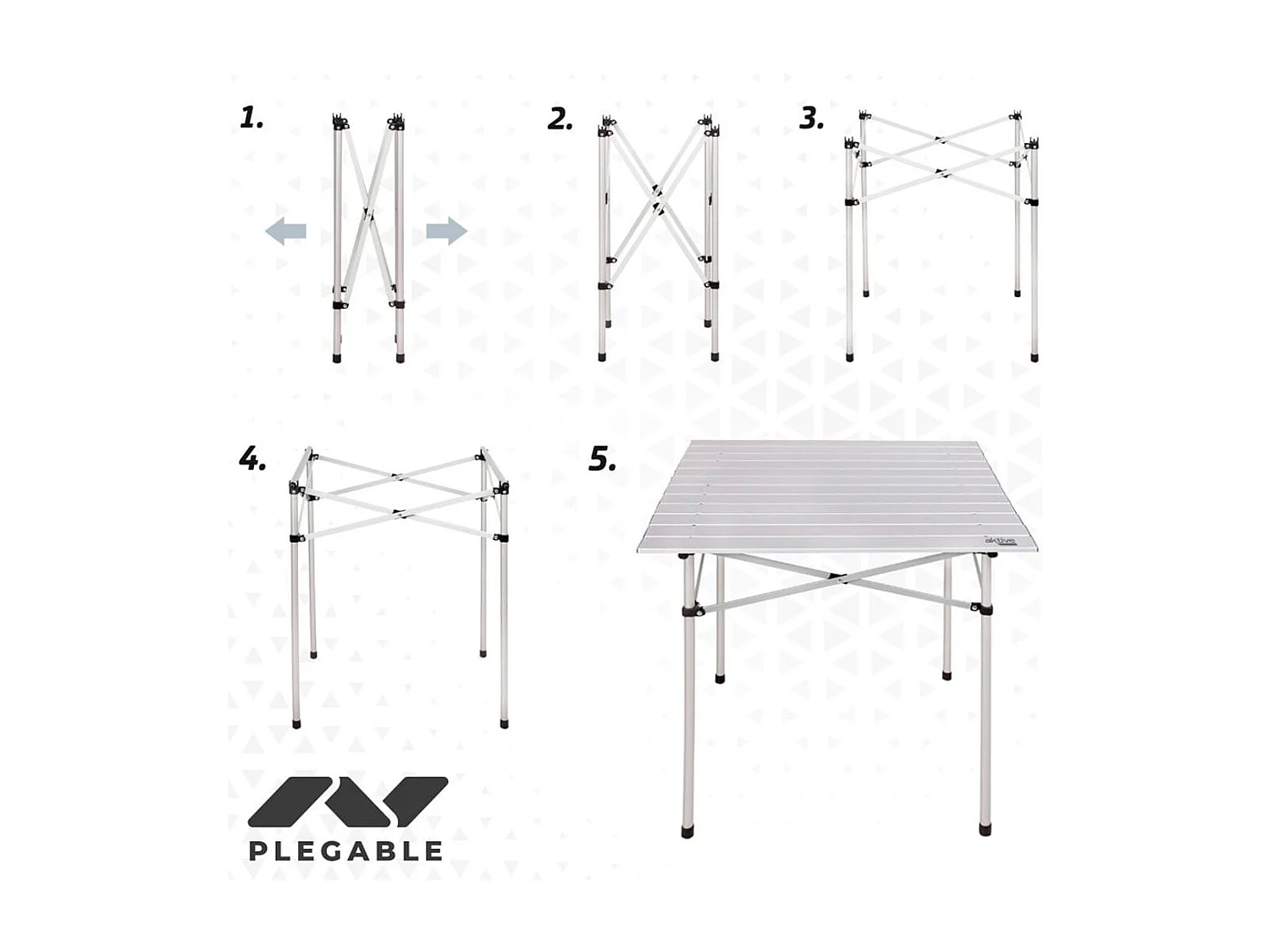 Mesa de camping Aktive plegable inox 70x70x70 cm