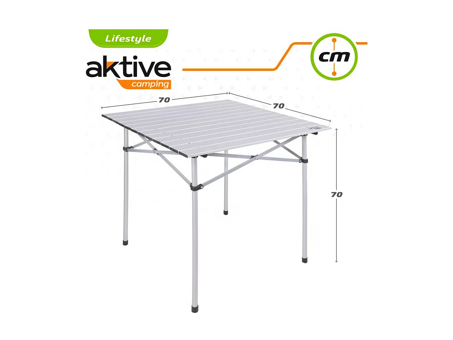 Mesa de camping Aktive plegable inox 70x70x70 cm