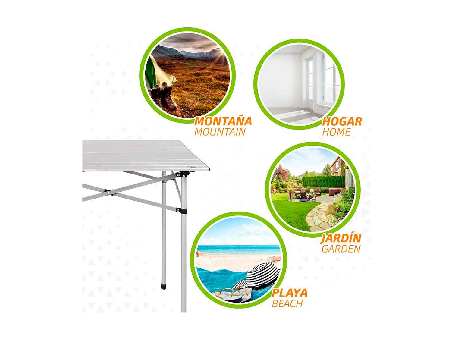 Mesa de camping Aktive plegable inox 70x70x70 cm