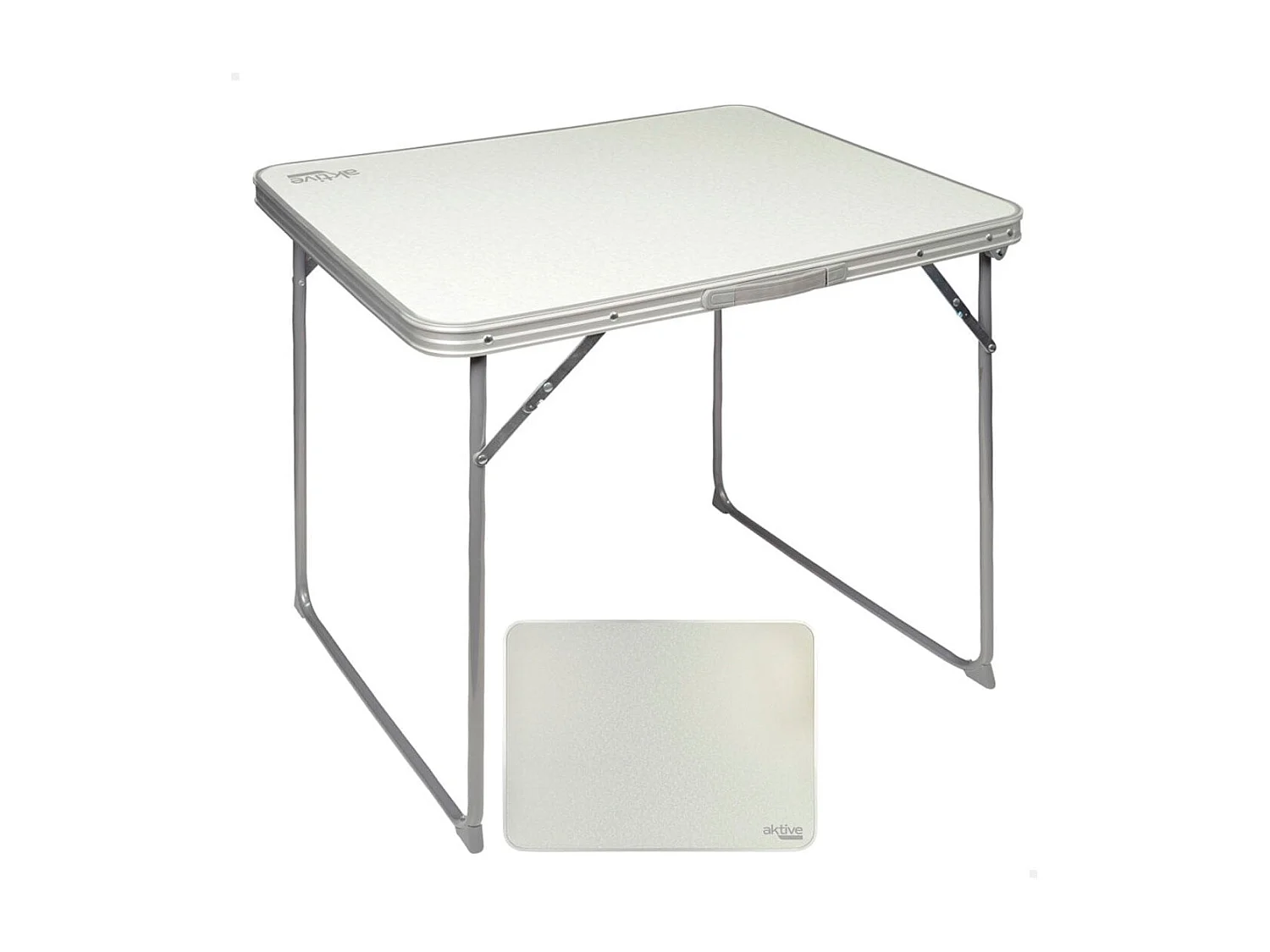 Mesa de camping Aktive plegable con asa blanco 70x80x60 cm
