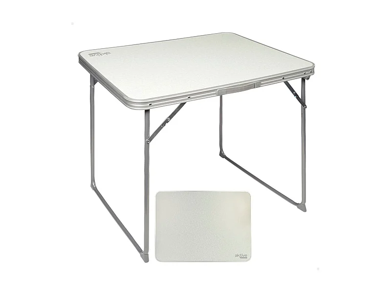 Mesa de camping Aktive plegable con asa blanco 70x80x60 cm
