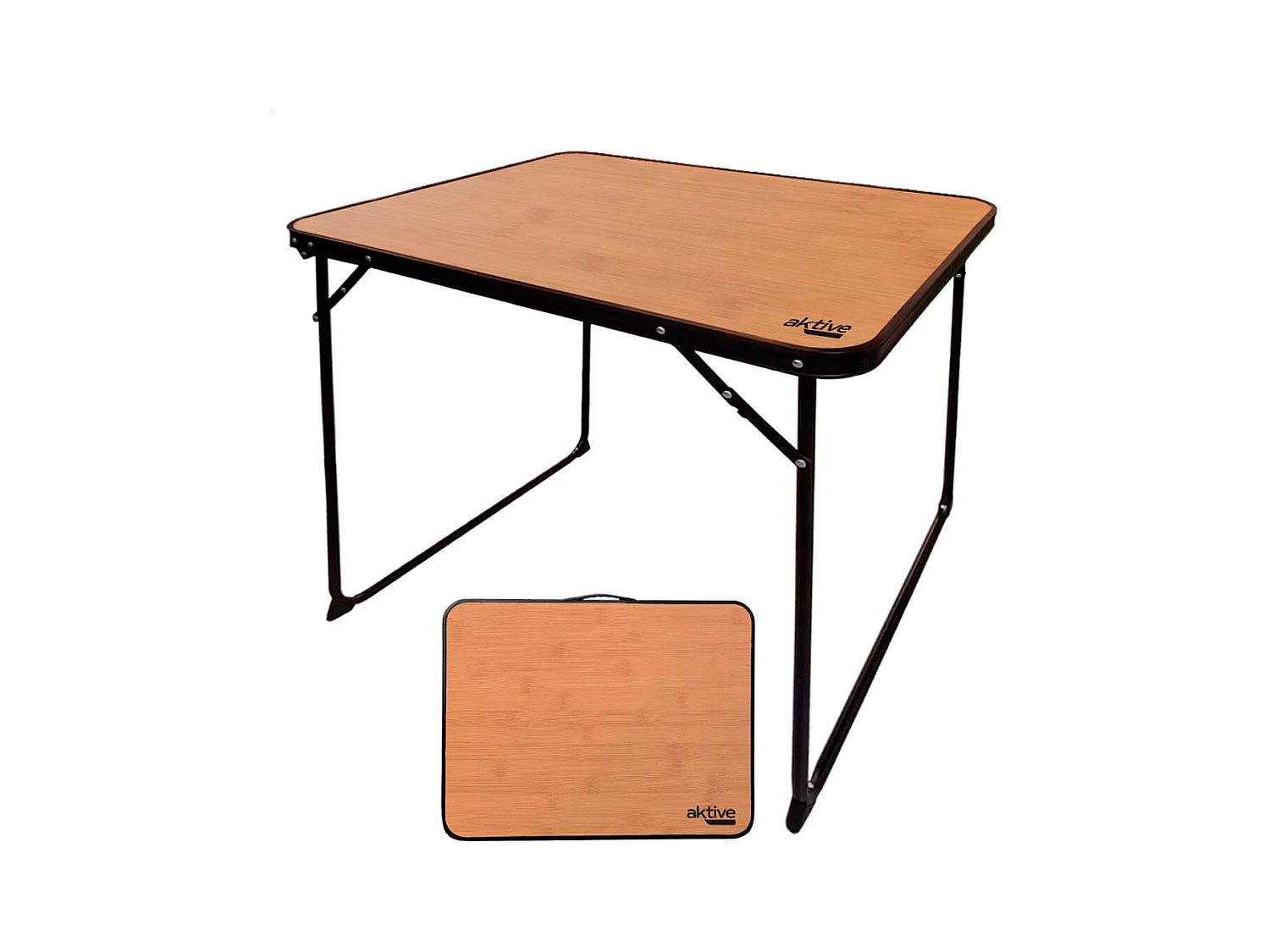 Mesa plegable para camping Aktive Camping efecto bambú 67x80x60 cm