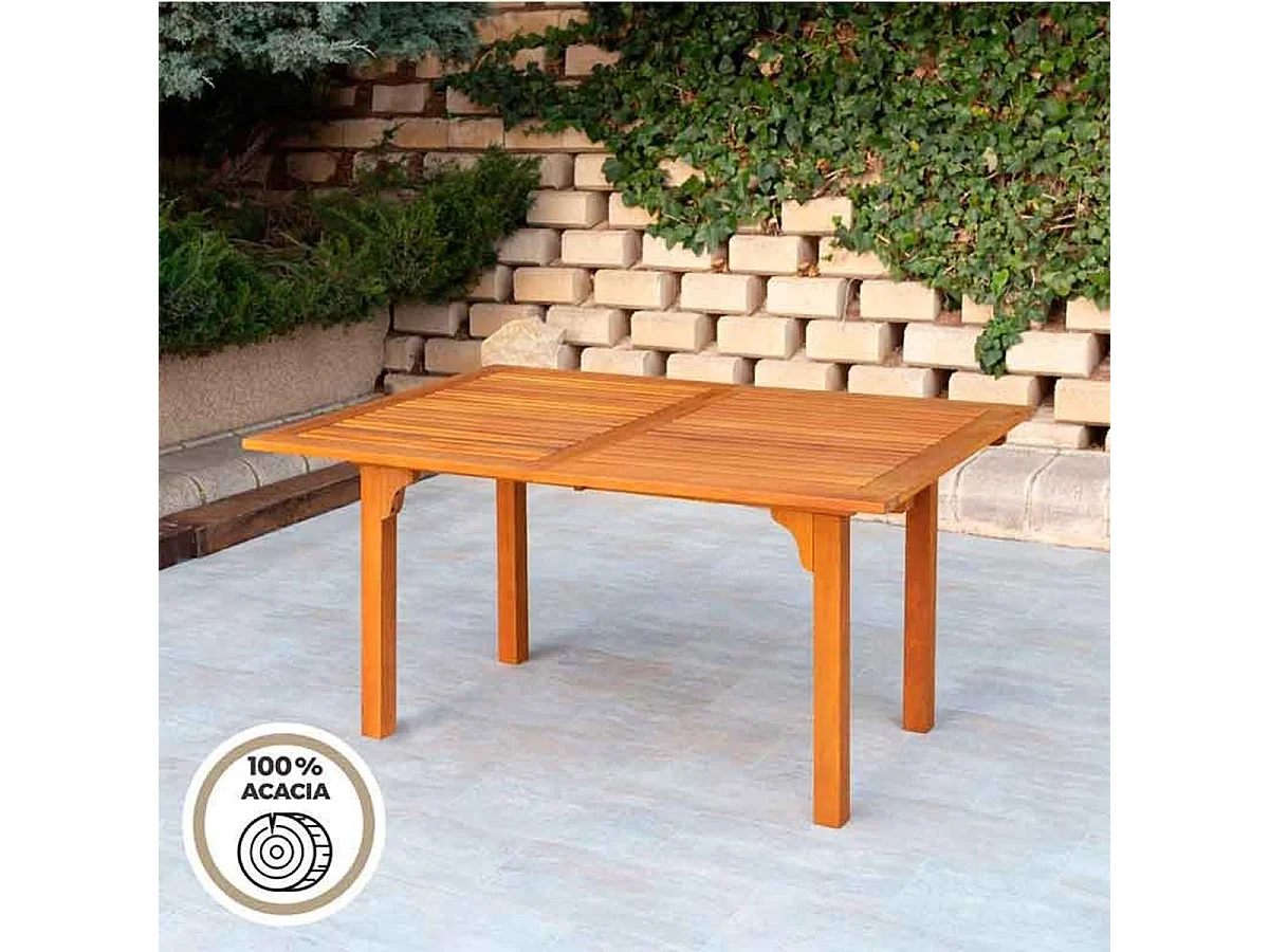Mesa de jardín rectangular Aktive Garden extensible natural 74x150/175/200x100 cm