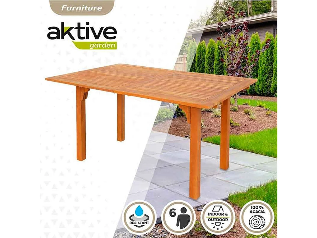 Mesa de jardín rectangular Aktive Garden extensible natural 74x150/175/200x100 cm