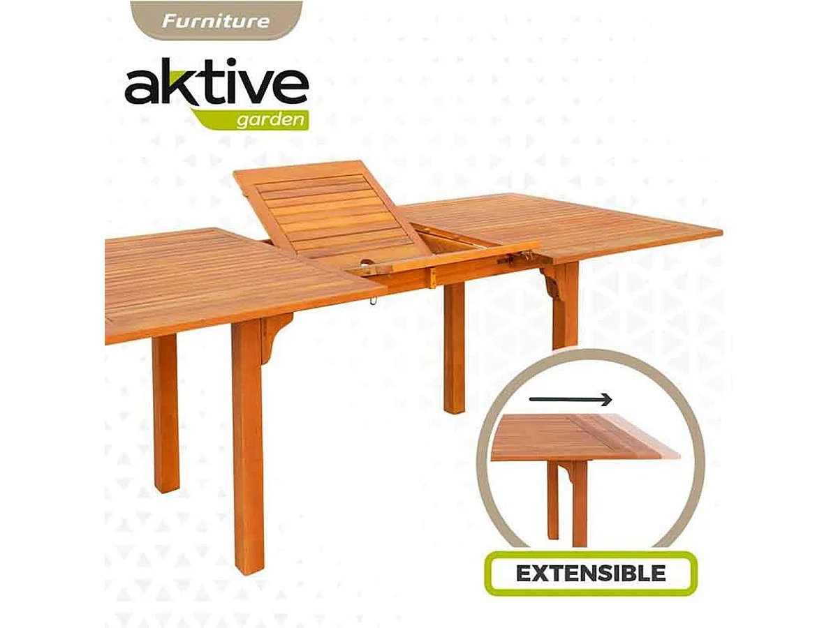 Mesa de jardín rectangular Aktive Garden extensible natural 74x150/175/200x100 cm