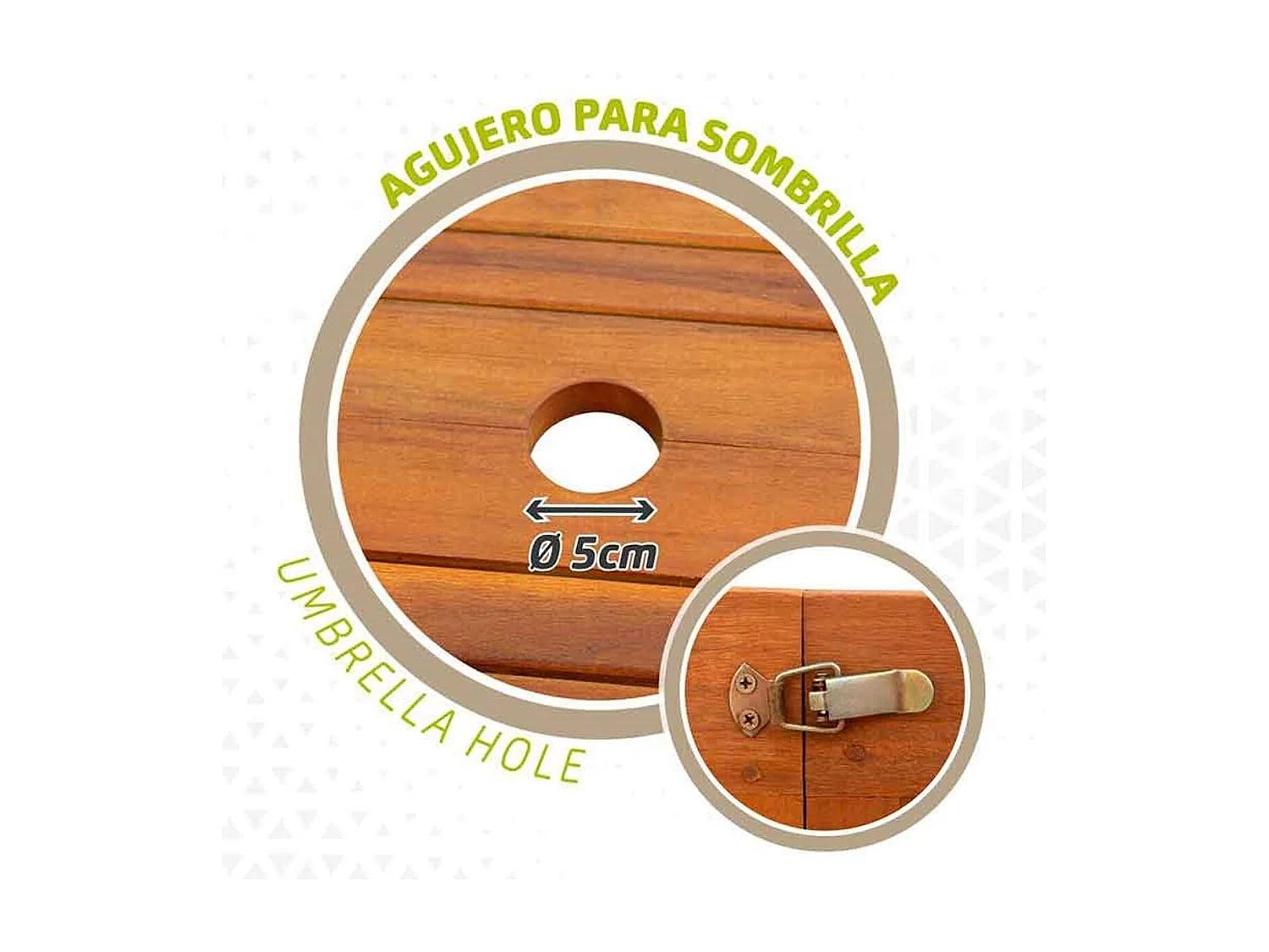 Mesa de jardín rectangular Aktive Garden extensible natural 74x150/175/200x100 cm