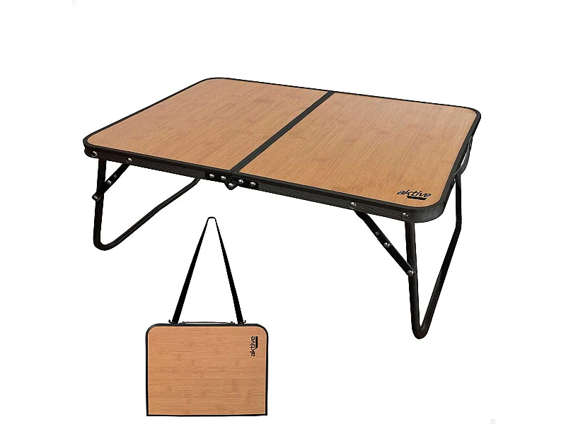 Mesa plegable para camping Aktive Camping efecto bambú 40x60,5x25,5 cm