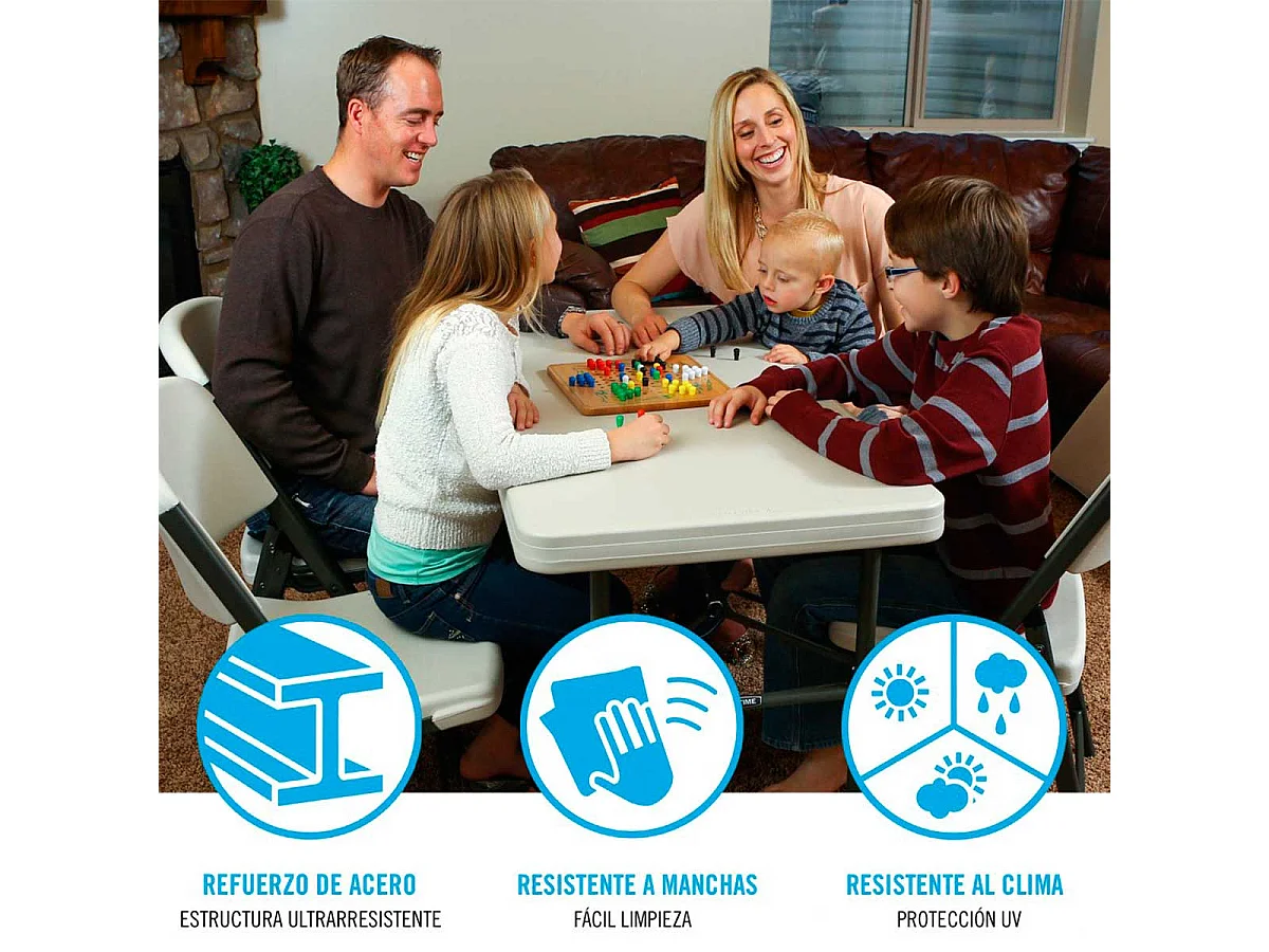 Mesa plegable Lifetime 4 personas forma rectangular 74x122x61 cm