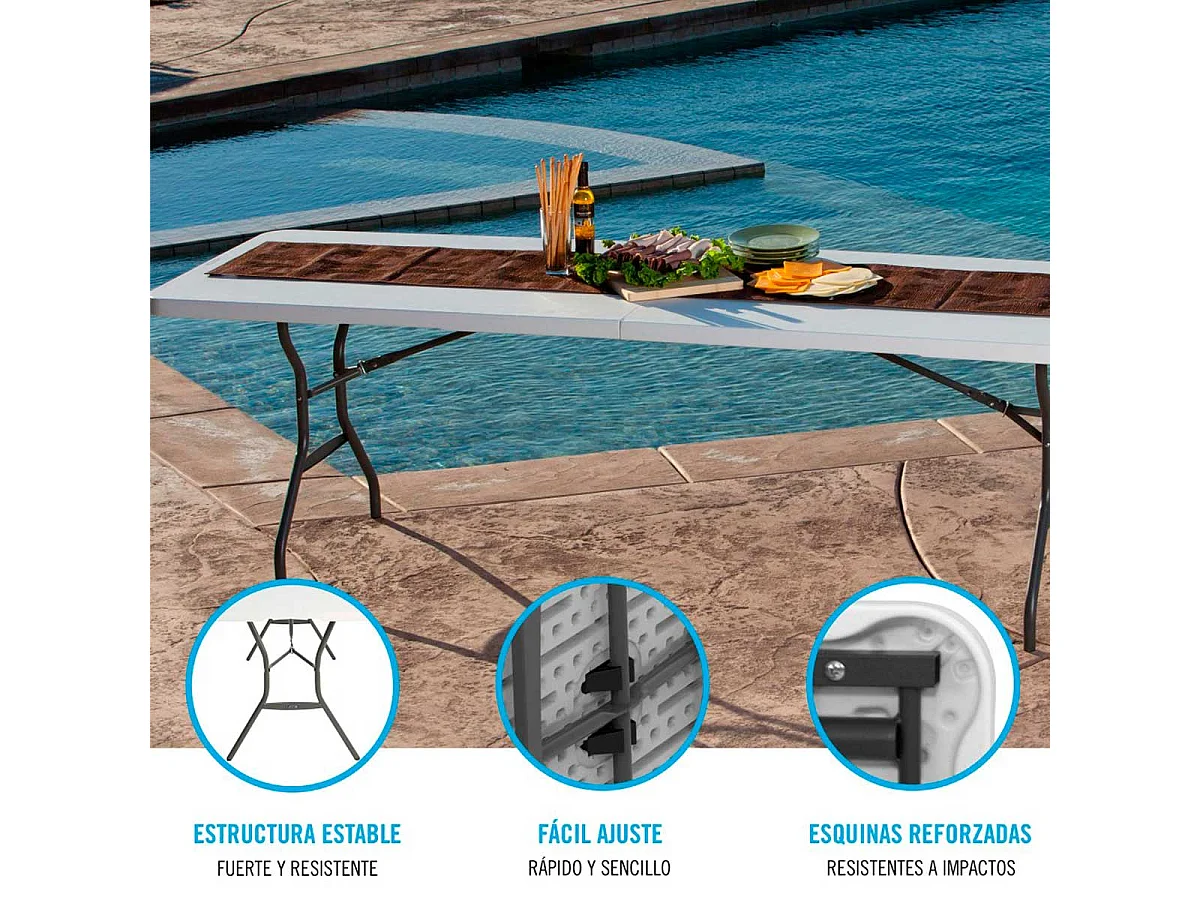 Mesa plegable Lifetime 8 personas blanco 73,5x244,5x76 cm