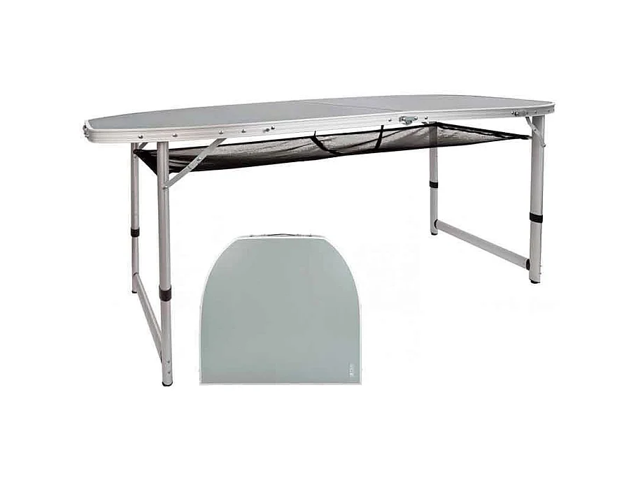 Mesa de camping Aktive altura regulable con bandeja de malla gris 59/66/71,5x149x80 cm