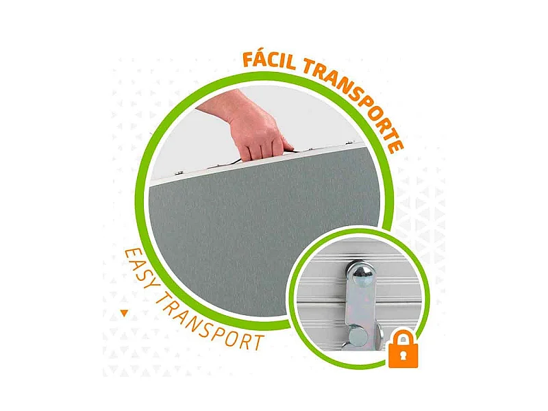 Mesa de camping Aktive altura regulable con bandeja de malla gris 59/66/71,5x149x80 cm