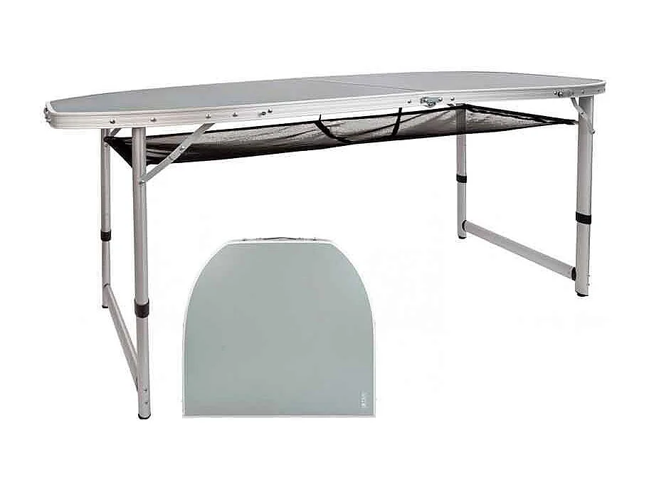 Mesa de camping Aktive altura regulable con bandeja de malla gris 59/66/71,5x149x80 cm