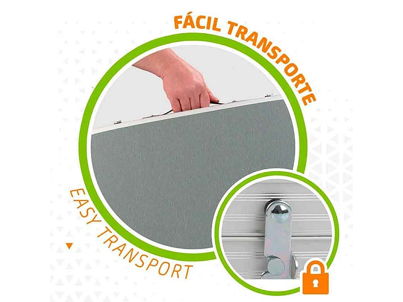 Mesa de camping Aktive altura regulable con bandeja de malla gris 59/66/71,5x149x80 cm