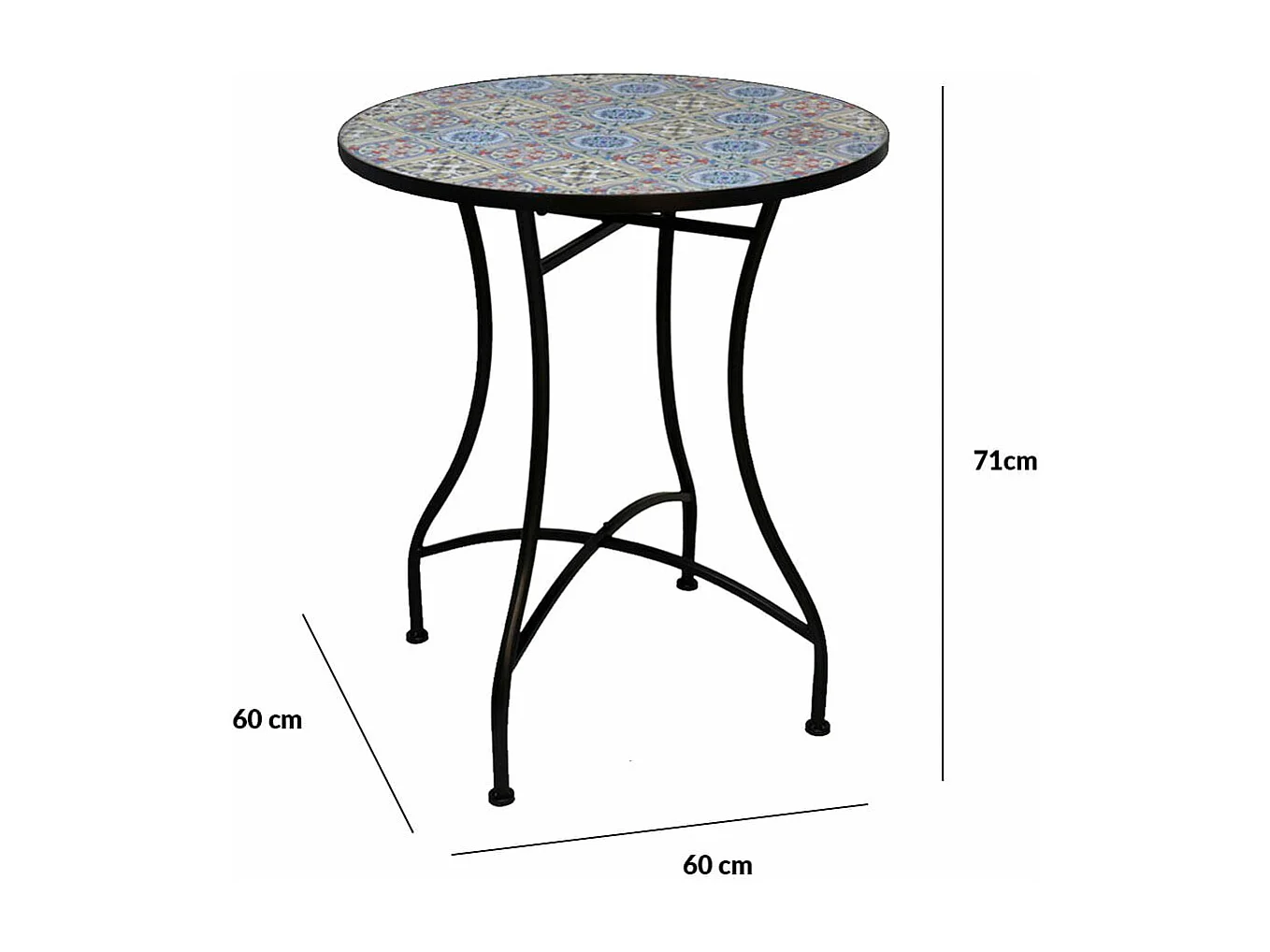 Mesa redonda de exterior Chipre con mosaico Ø60x71 cm