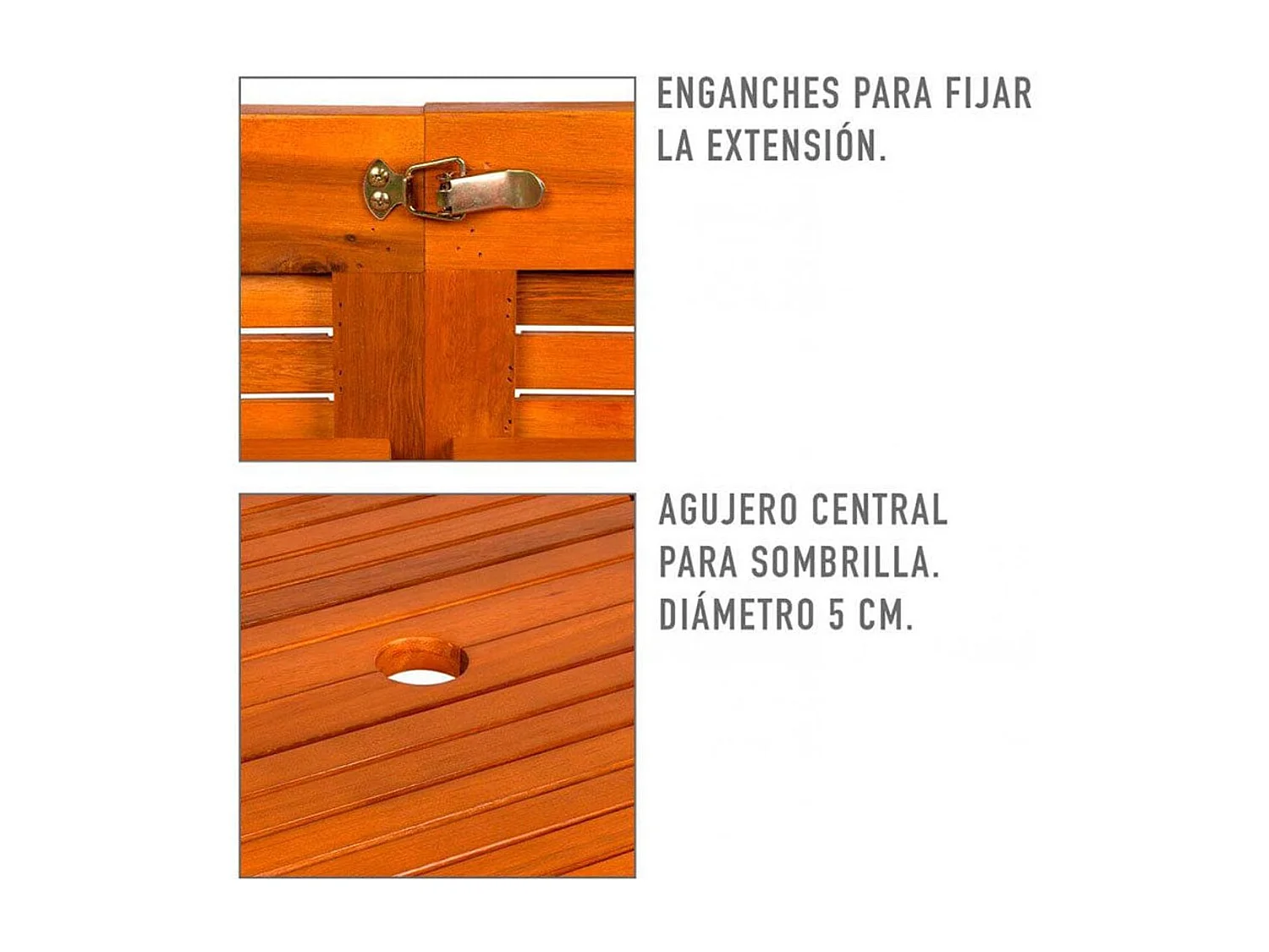 Mesa ovalada de exterior Aktive Garden extensible con agujero de sombrilla natural 74x150-200x90 cm