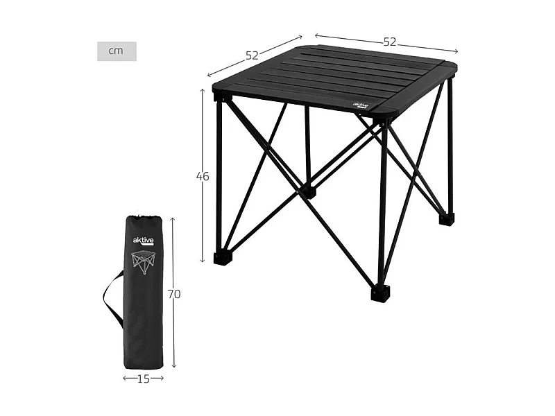 Mesa de camping Aktive diseño desmontable negro 46x52 cm